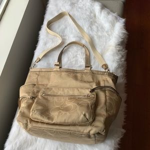 Coach Signature gold diaper bag with strap